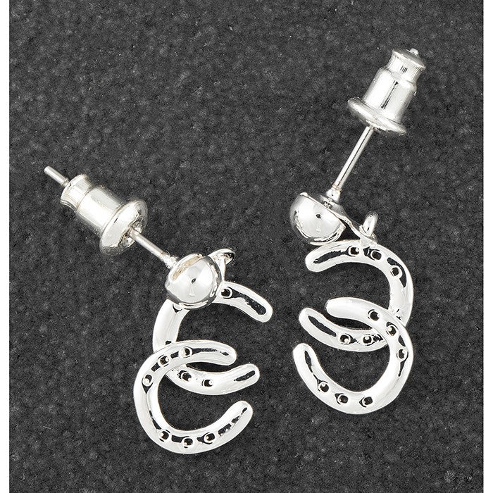 Equilibrium Country Horseshoes Silver Plated Earrings