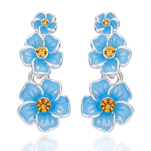 Equilibrium Forget Me Not Trio Drop Silver Plated Earrings