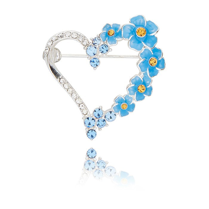 Equilibrium Forget Me Not Heart Silver Plated Brooch
