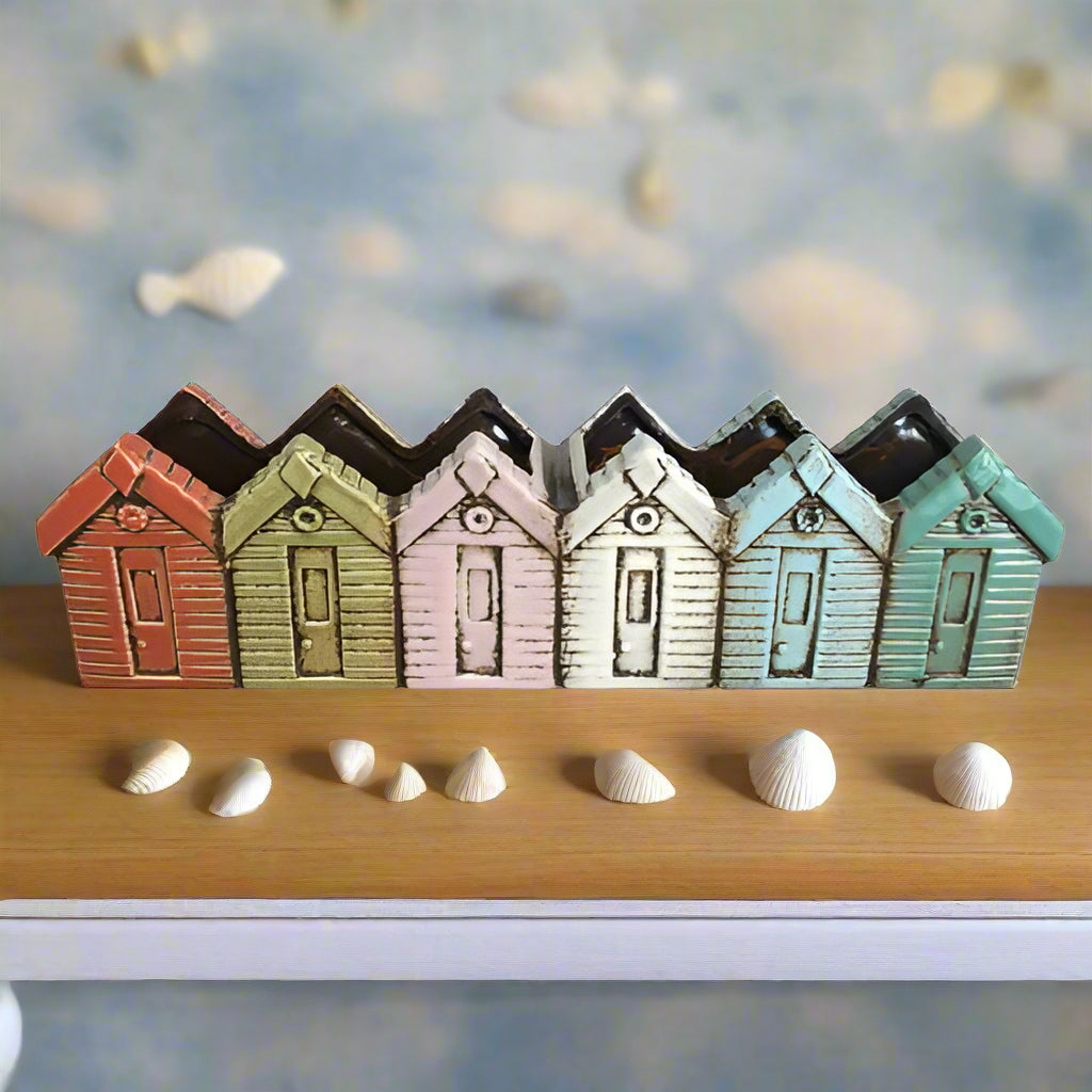 Quay Traders Multicoloured Ceramic Beach Huts Planter