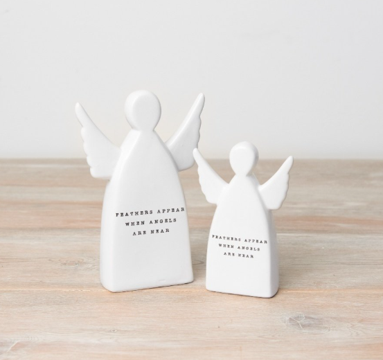Portland Living White Ceramic 'Feathers Appear' Angel Decoration