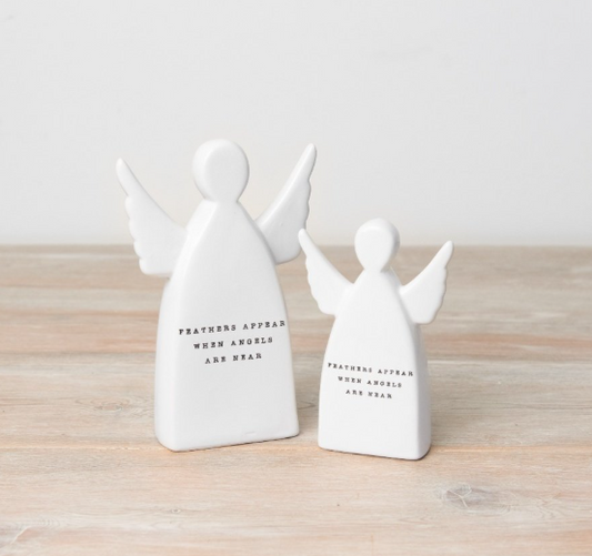 Portland Living White Ceramic 'Feathers Appear' Angel Decoration