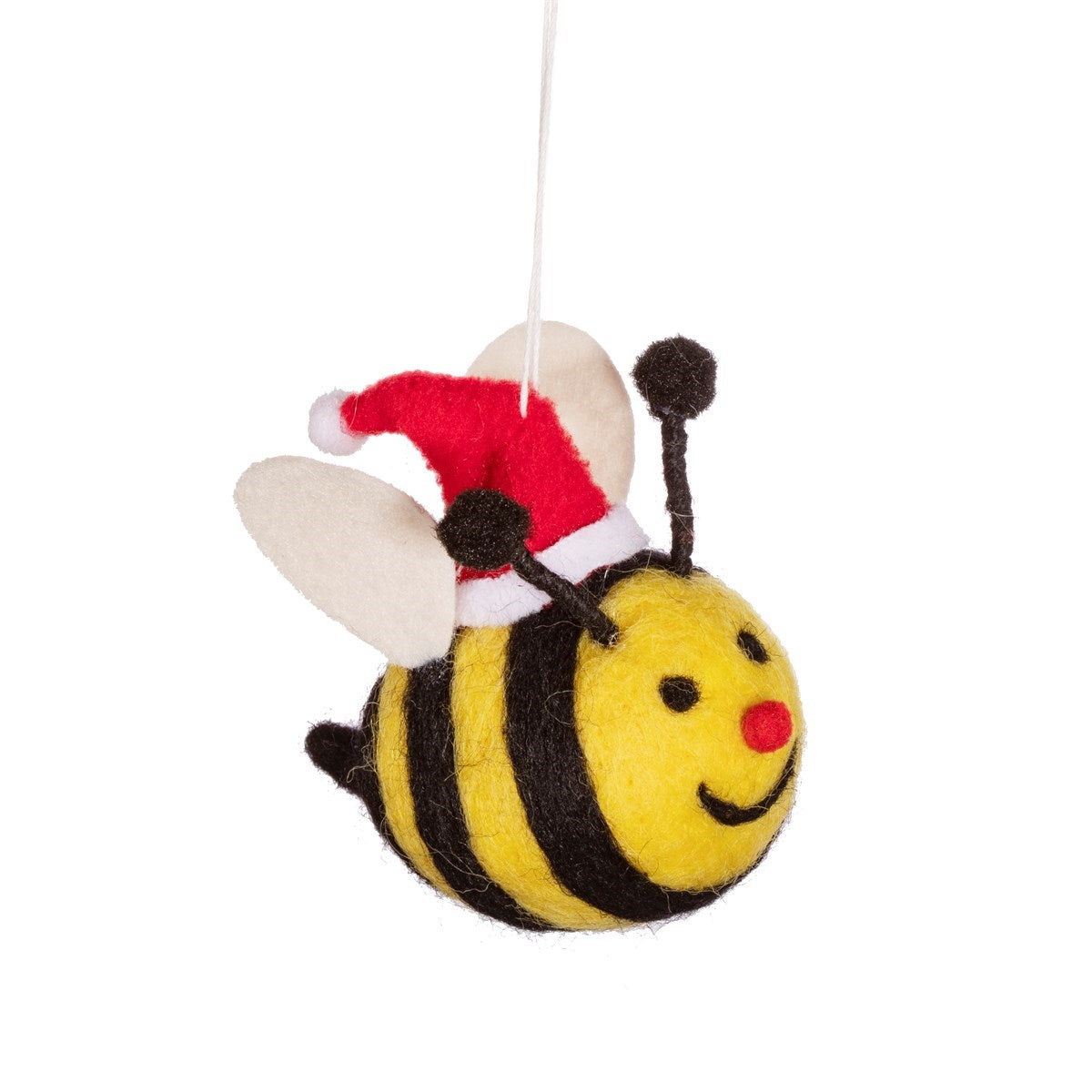 Sass & Belle Merry Bee in Santa Hat Felt Hanging Christmas Tree Dec