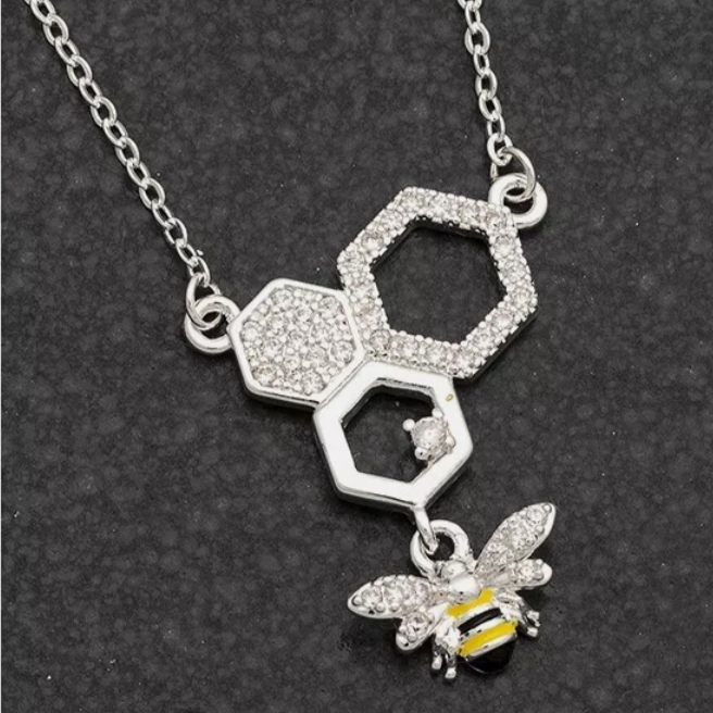 Equilibrium Hand Painted Bee Honeycomb Necklace