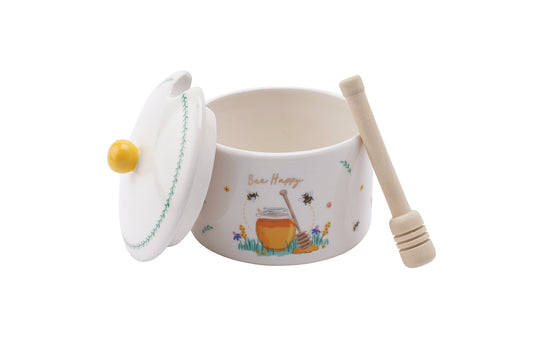 CGB Giftware The Beekeeper Ceramic Lidded Honey Pot & Stirrer
