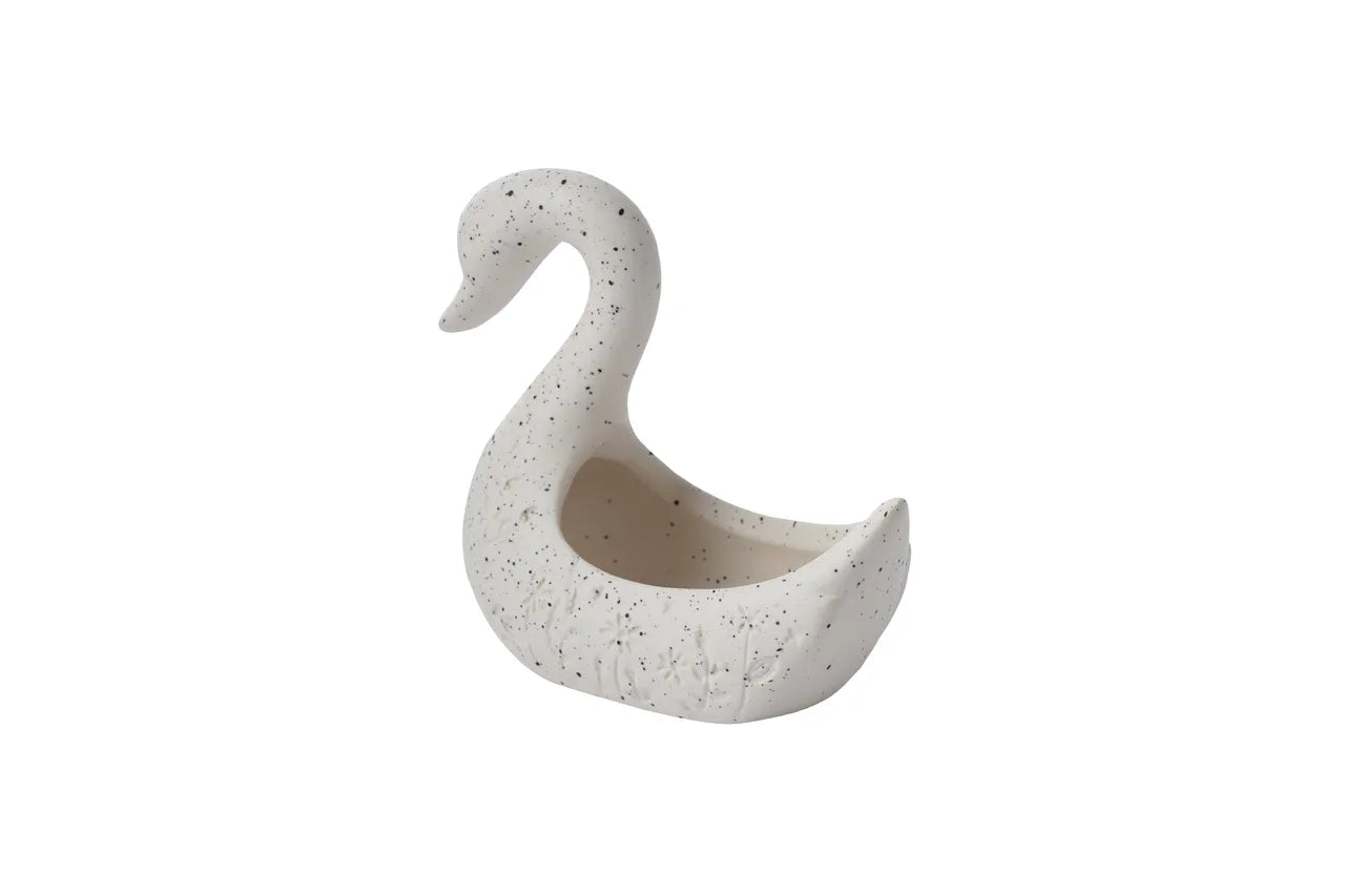CGB Giftware White Ceramic Swan Jewellery Trinket Holder with Bowl