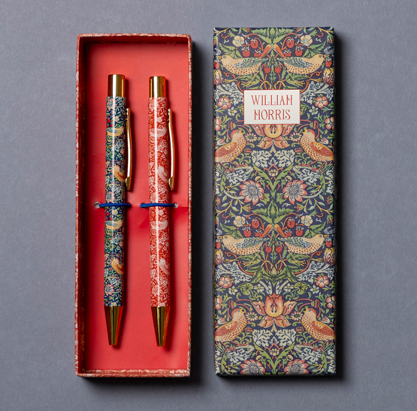 William Morris Strawberry Thief Set of 2 Pens in Gift Box
