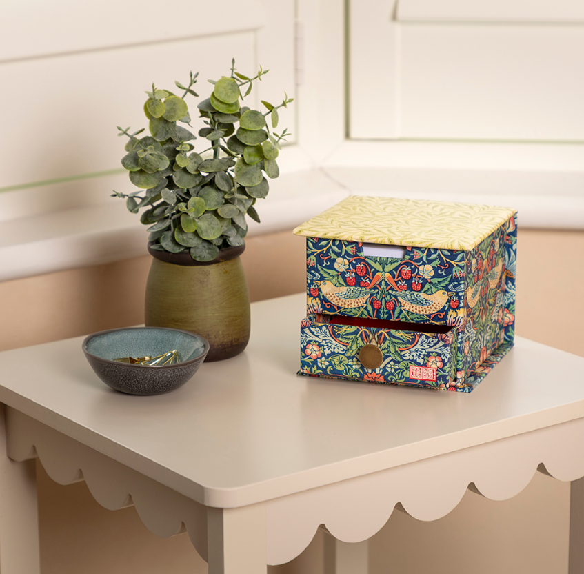 William Morris Strawberry Thief Memo Cube with Drawer