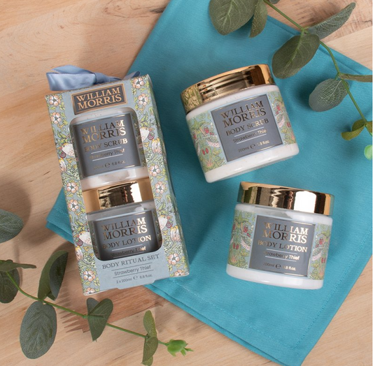 Body Scrub Lotion Gift Set Leonardo Collection William Morris Strawberry Thief