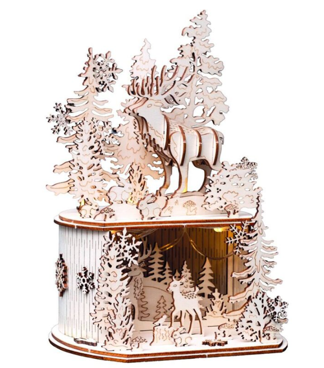 Wooden 3D Puzzle Christmas Winter Forest Reindeer Design