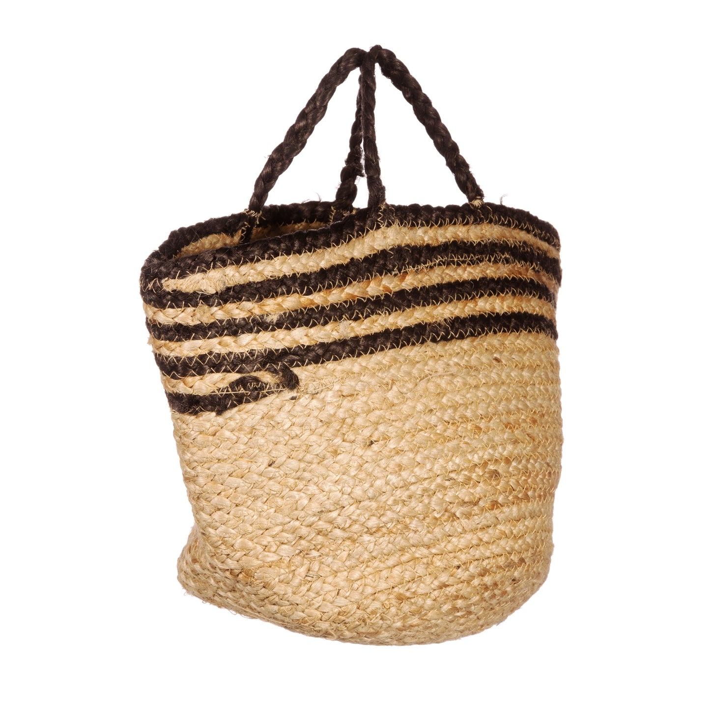 Sass & Belle Black Stripe Natural Jute Storage Bag