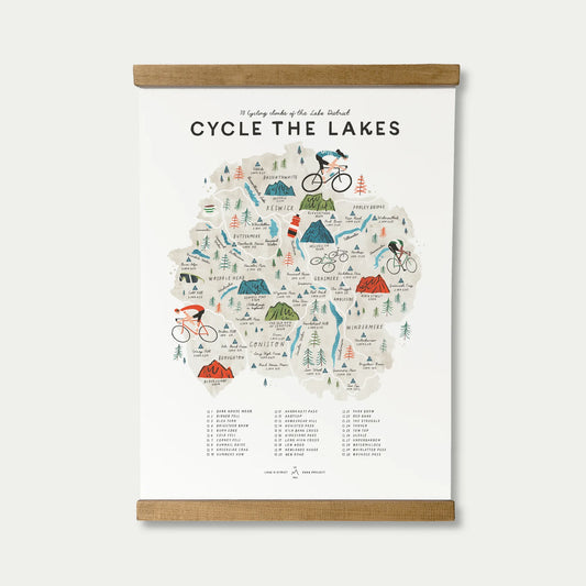 Oldfield Design Co. Cycle The Lakes Illustrated A3 Map Poster