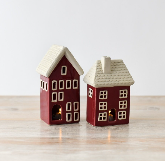 Portland Living Ceramic Light Up Red House Tealight Holder