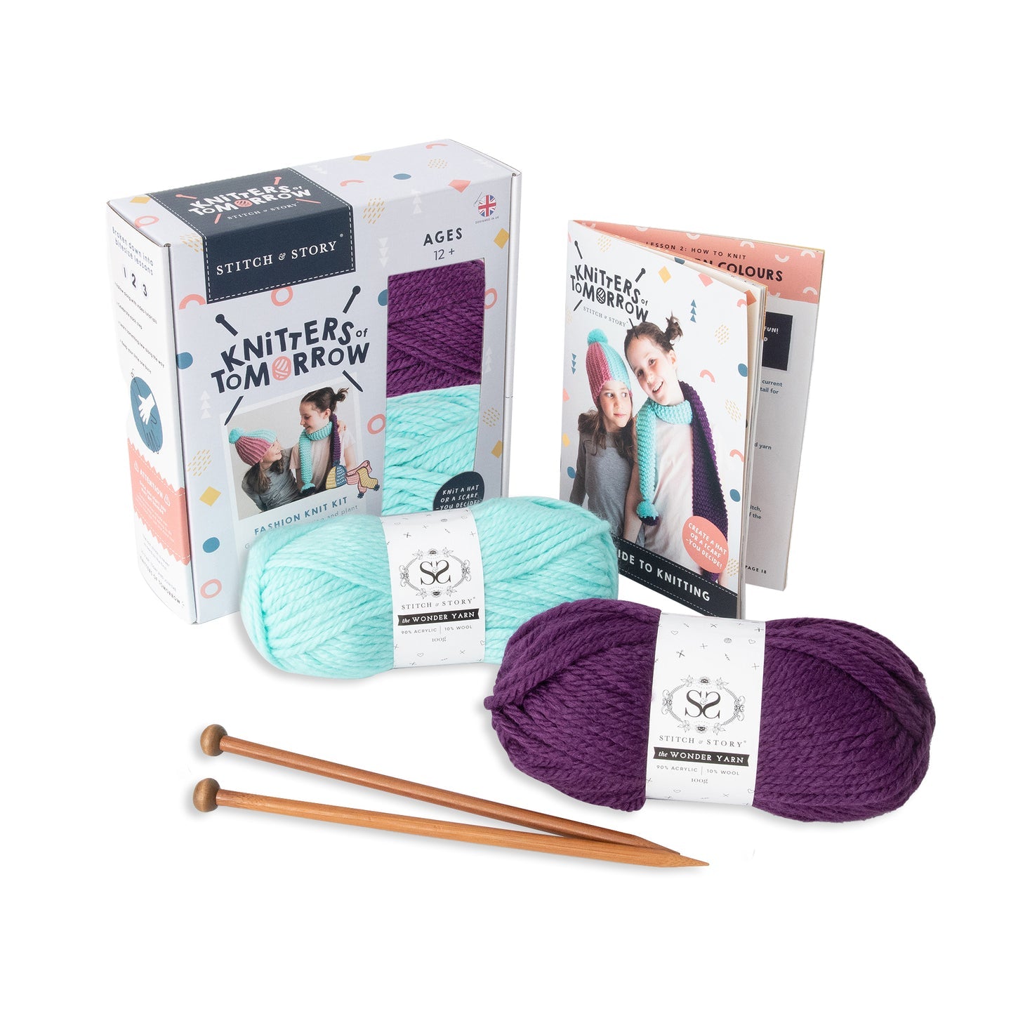 Stitch & Story Knitters of Tomorrow Children's Fashion Knit Kit Mint/Purple