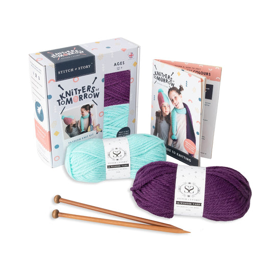 Stitch & Story Knitters of Tomorrow Children's Fashion Knit Kit Mint/Purple