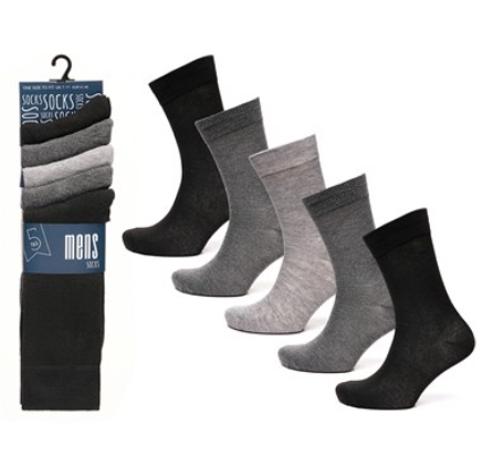 Tom Franks Mens 5 Pack Ankle Socks Grey Marl Mix UK Size 6-11