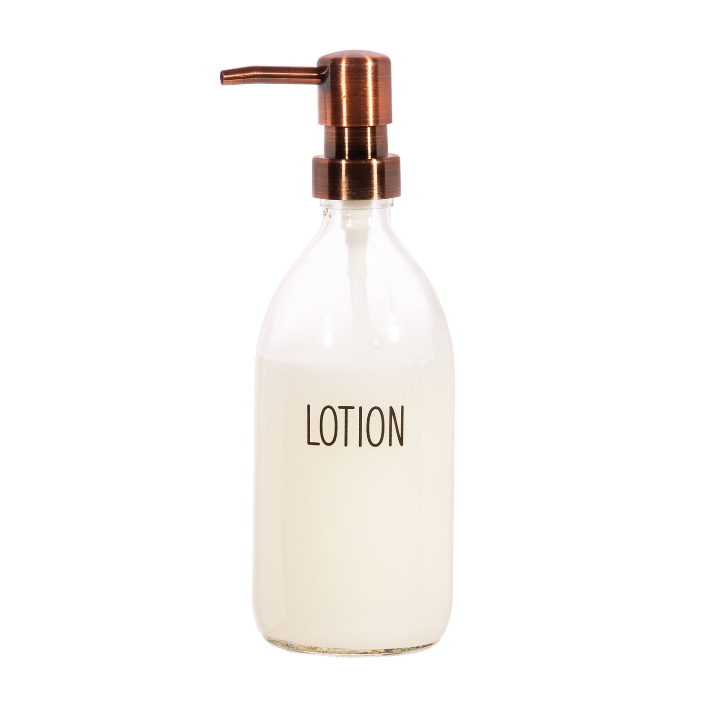 Sass & Belle Glass Body Lotion Refillable Bottle with Brass Effect Pump