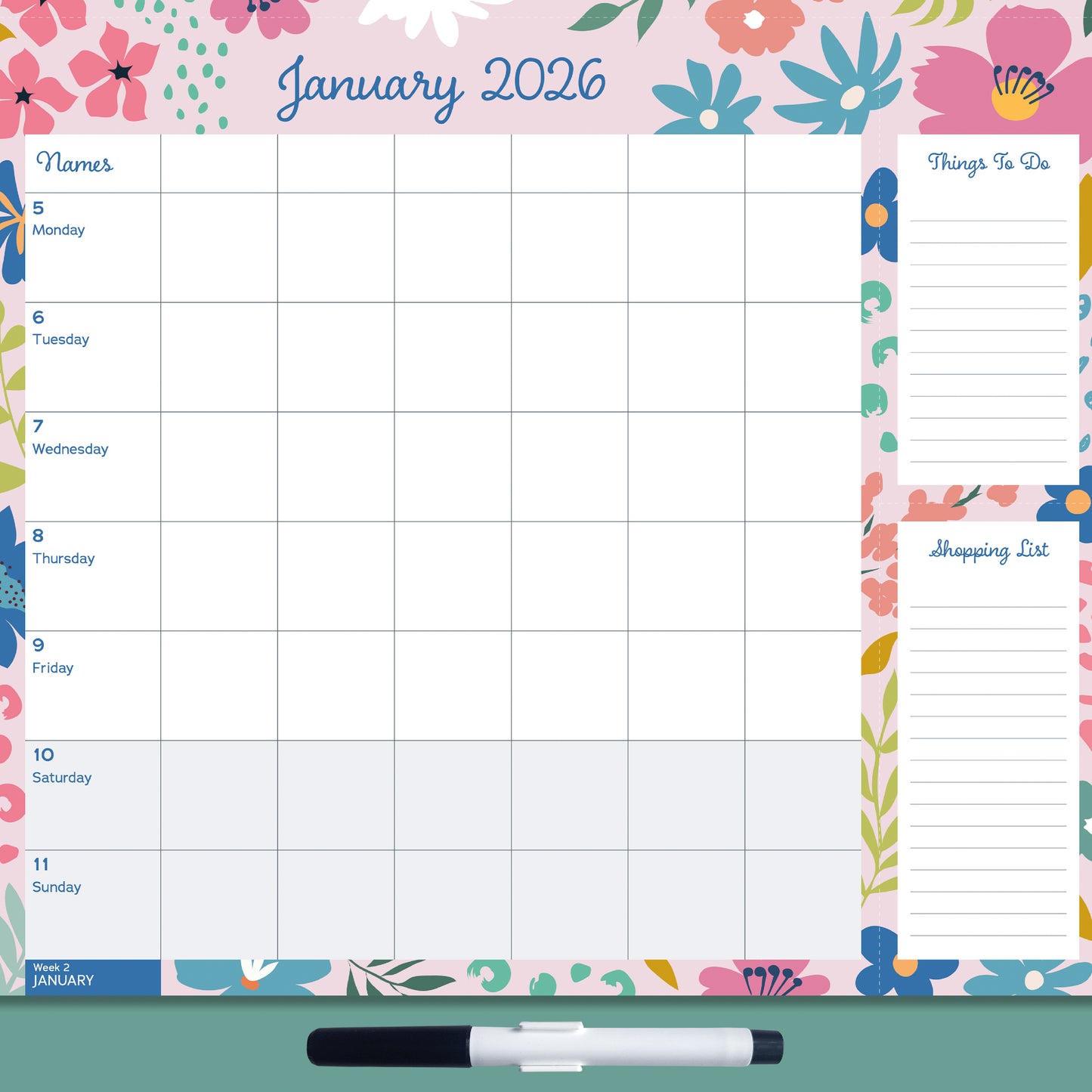 The Gifted Stationery Co. Floral 2026 Weekly Organiser