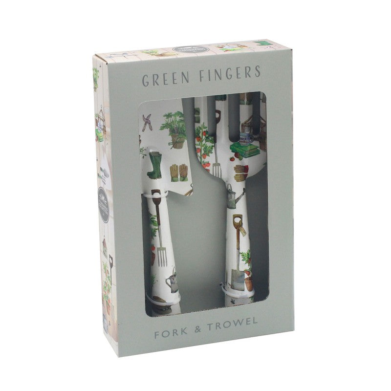 Leonardo Collection Green Fingers Patterned Metal Fork & Trowel Garden Tools Set
