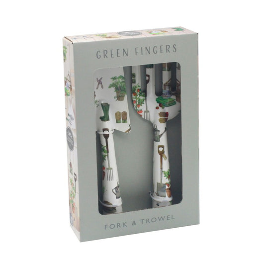 Leonardo Collection Green Fingers Patterned Metal Fork & Trowel Garden Tools Set