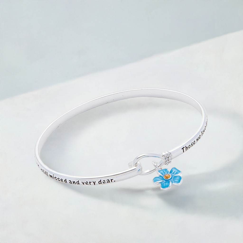 Equilibrium Forget Me Not Silver Plated Message Bangle