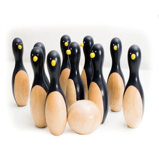 House of Marbles Wooden Penguin Miniature 10 Pin Bowling Set
