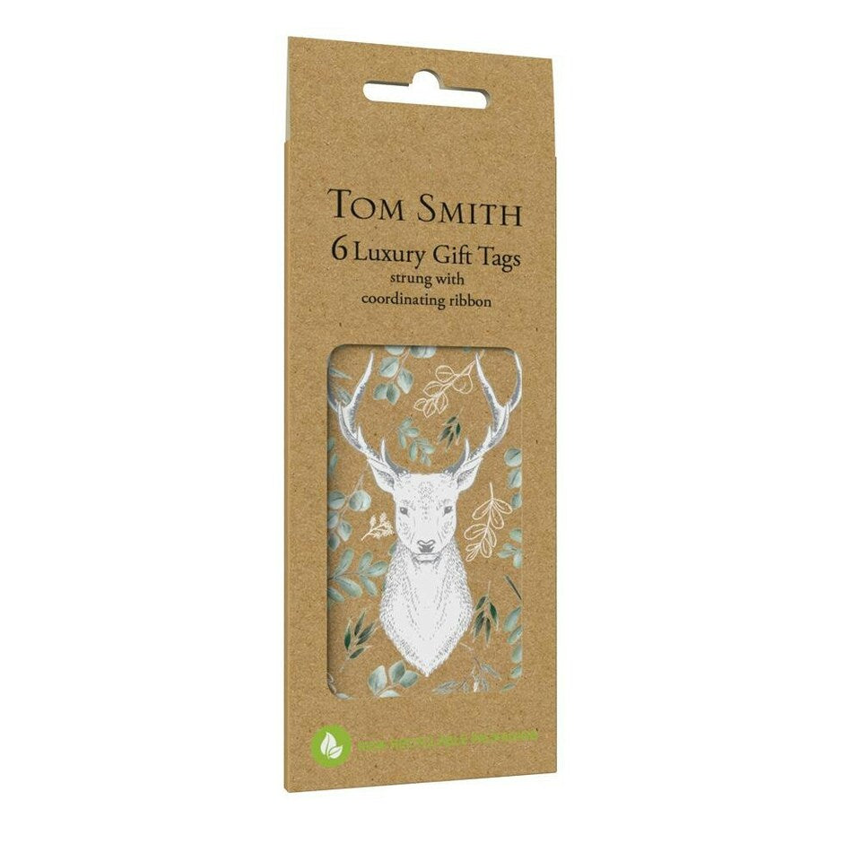 Tom Smith Pack of 6 Woodland Wonder Reindeer Head Luxury Christmas Gift Tags