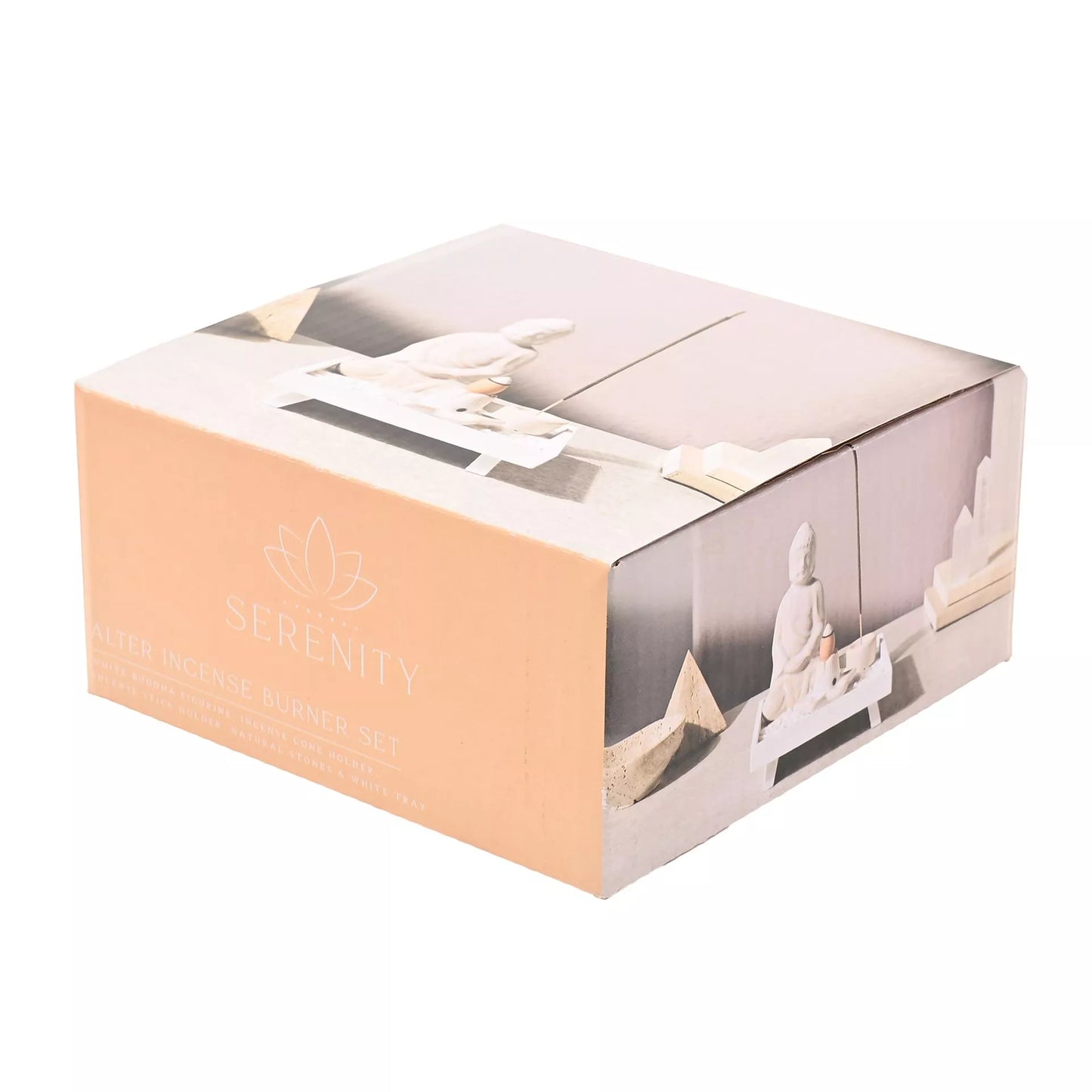 Serenity Alter Buddha Incense Burner Set White