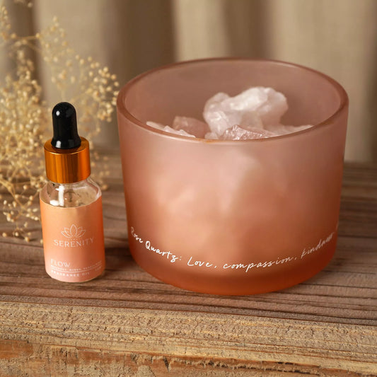 Serenity Rose Quartz Crystal Bowl Diffuser & Oil Aromatherapy Bowl