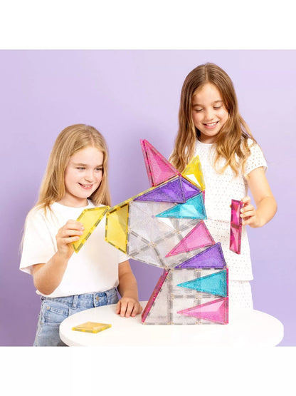 Connetix Pink Glitter Unicorn Pack - 56 Magnetic Tiles