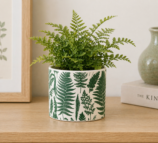 Portland Living 12cm Terracotta Green Leaf Print Plant Pot