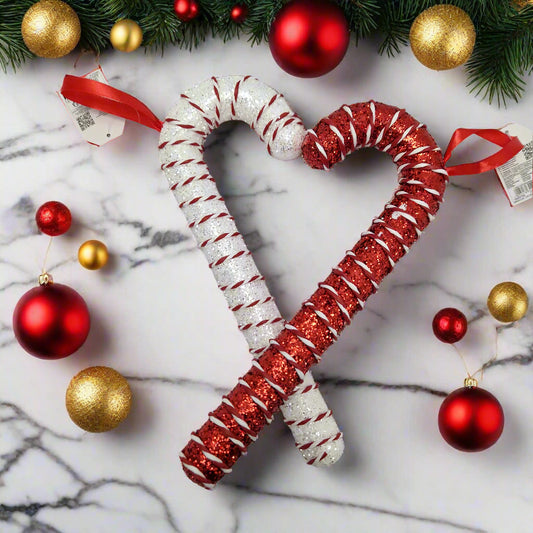 SiL Christmas Small Glitter Candy Cane Hanging Christmas Decoration