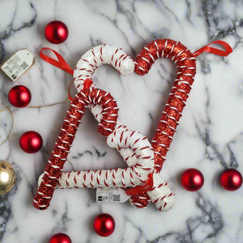 SiL Christmas Small Glitter Candy Cane Hanging Christmas Decoration