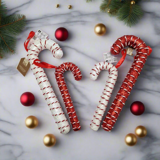 SiL Christmas Large Glitter Candy Cane Hanging Christmas Decoration