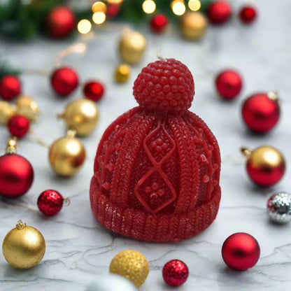SiL Christmas 3D Christmas Beanie Hat Shaped Candle