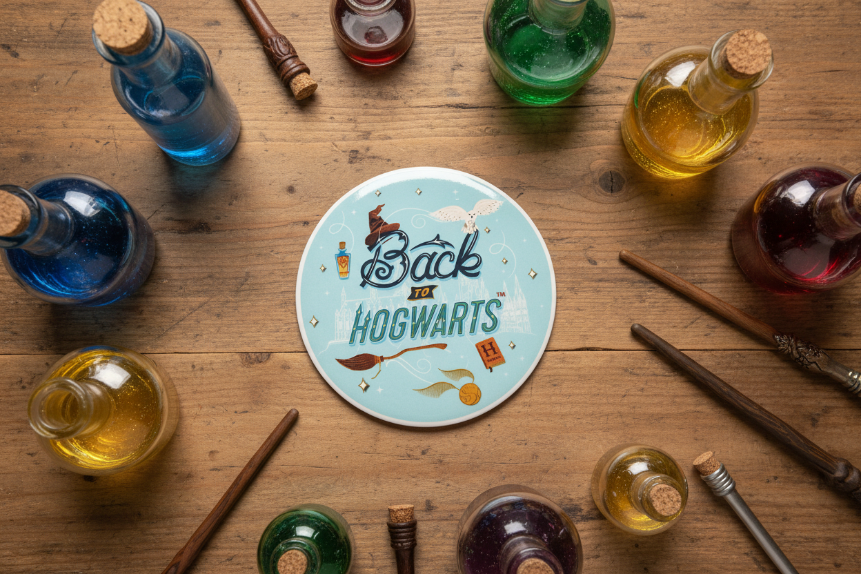 Harry Potter 'Back to Hogwarts' Light Blue Ceramic Graphic Print Coaster