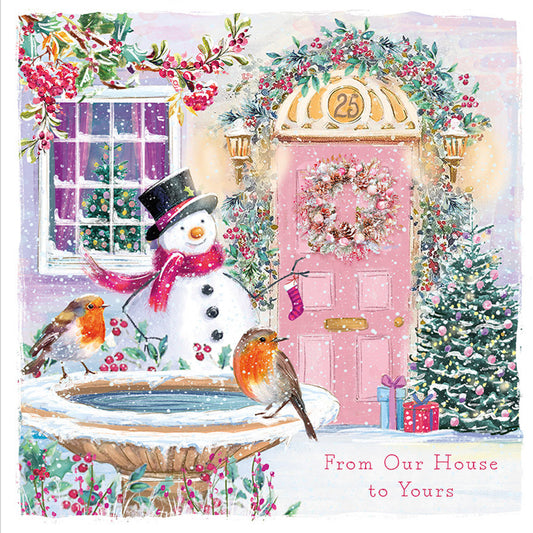Charity Christmas Cards Pack of 10 Festive Front Door 'Our House to Yours'