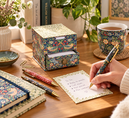 William Morris Strawberry Thief Memo Cube with Drawer