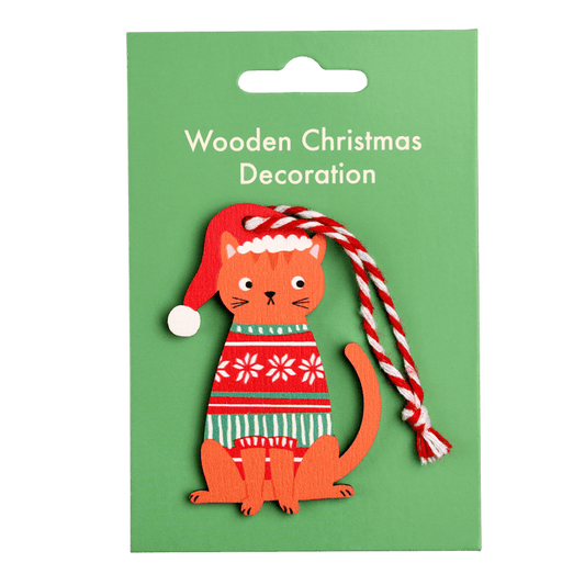 Wooden Ginger Cat Christmas Hanging Decoration Rex London Cute Tree Dec