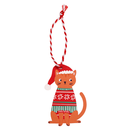 Wooden Ginger Cat Christmas Hanging Decoration Rex London Cute Tree Dec