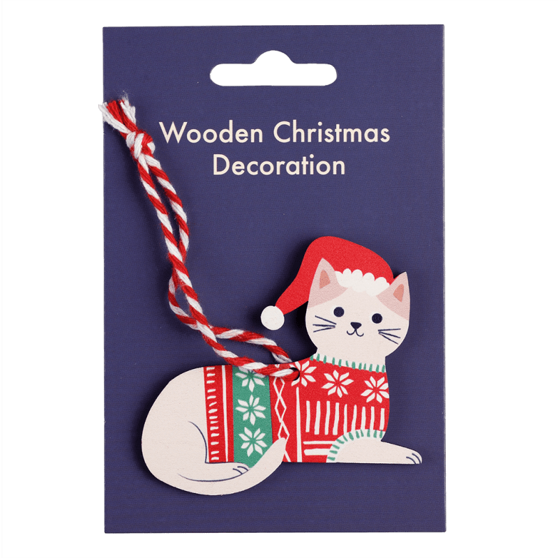 Wooden Cat Christmas Hanging Decoration Rex London Cute Tree Dec