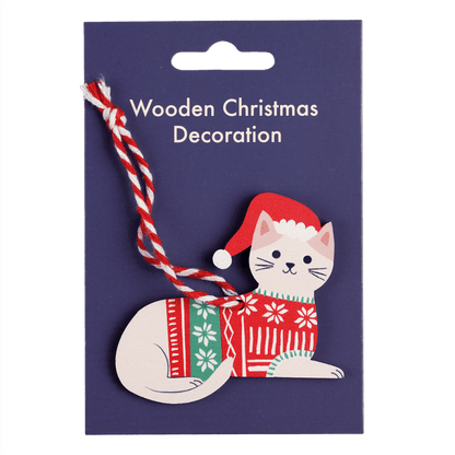 Wooden Cat Christmas Hanging Decoration Rex London Cute Tree Dec