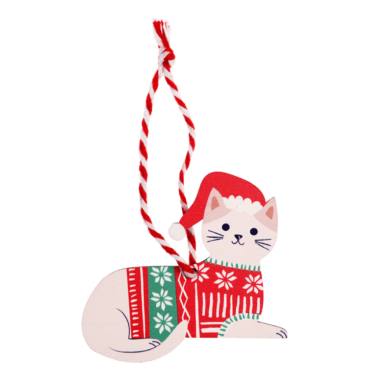 Wooden Cat Christmas Hanging Decoration Rex London Cute Tree Dec
