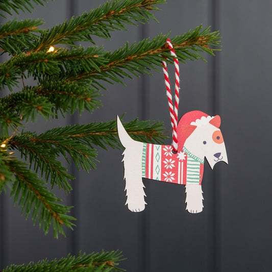 Wooden Scottie Dog Christmas Hanging Decoration Rex London Cute Tree Dec