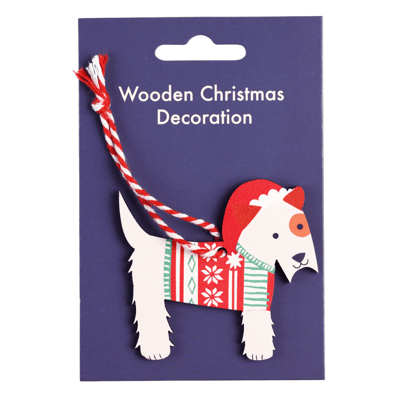Wooden Scottie Dog Christmas Hanging Decoration Rex London Cute Tree Dec