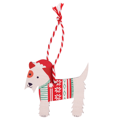 Wooden Scottie Dog Christmas Hanging Decoration Rex London Cute Tree Dec