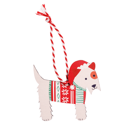 Wooden Scottie Dog Christmas Hanging Decoration Rex London Cute Tree Dec