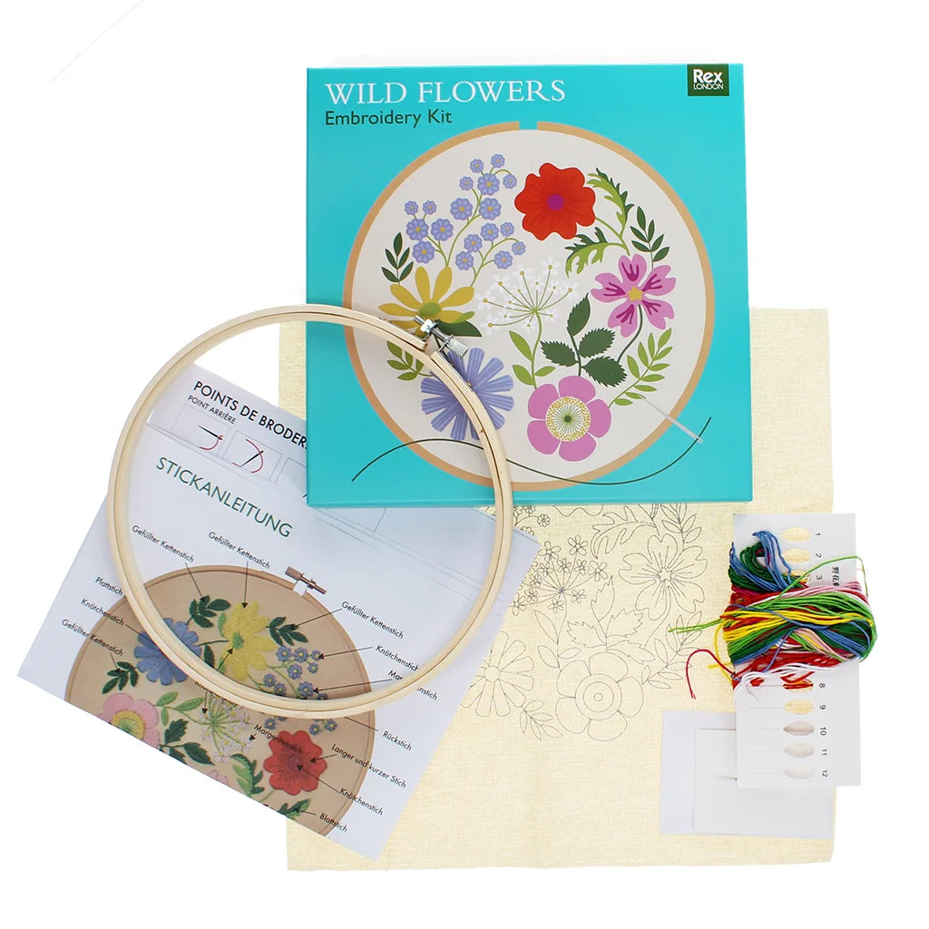 Rex London Wild Flowers Embroidery Kit Gift Set