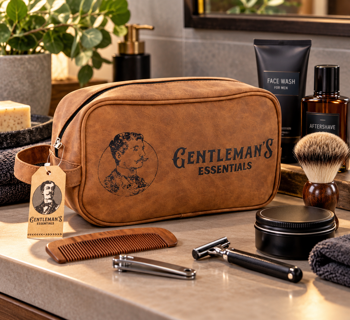Gentleman’s Essentials Vintage Style Men’s Toiletry Wash Bag