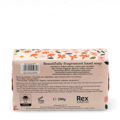 Rex London Fragranced Natural Nourishing Gift Soap Bar 200g - Sun Kissed Garden